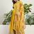 Yellow chinon stitched gown with embroidery with digital print dupatta full sleeve embroidered