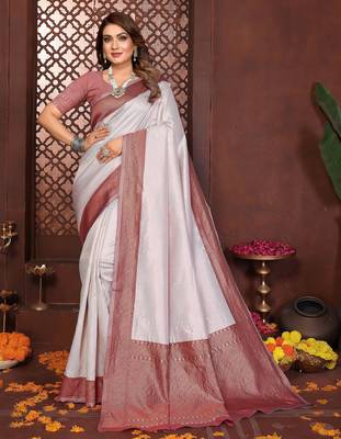 cream banarasi silk jacquard saree for women 1