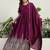 Purple chinon stitched gown with embellished dupatta full sleeve embroidered