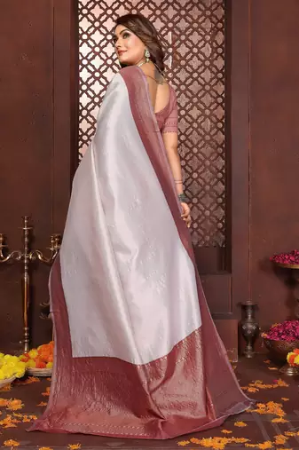 cream banarasi silk jacquard saree for women