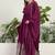 Purple chinon stitched gown with embellished dupatta full sleeve embroidered
