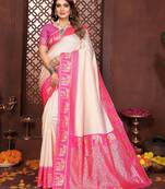 Pink banarasi silk jacquard saree for women