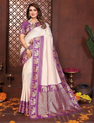 purple banarasi silk jacquard saree for women 1