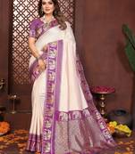purple banarasi silk jacquard saree for women