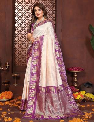 purple banarasi silk jacquard saree for women 2