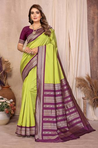 Olive banarasi silk jacquard saree for women