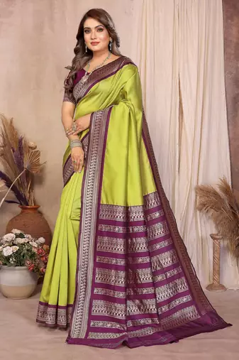 Olive banarasi silk jacquard saree for women