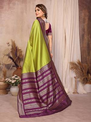 Olive banarasi silk jacquard saree for women 3