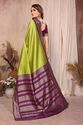 Olive banarasi silk jacquard saree for women