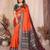 Orange banarasi silk jacquard saree for women