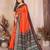 Orange banarasi silk jacquard saree for women
