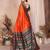 Orange banarasi silk jacquard saree for women