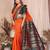 Orange banarasi silk jacquard saree for women