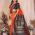 Orange banarasi silk jacquard saree for women