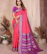 Pink banarasi silk jacquard saree for women