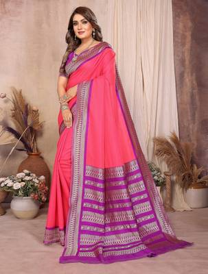 Pink banarasi silk jacquard saree for women 2