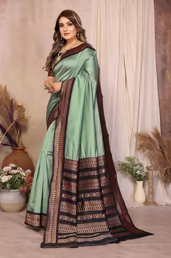 pista banarasi silk jacquard saree for women