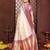 Cream banarasi silk jacquard saree for women