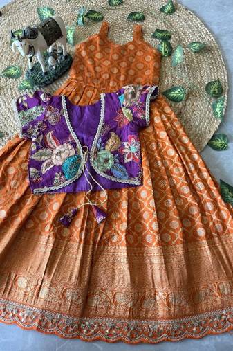 Festive wear dola silk zari and thread weaving gown with position print koti