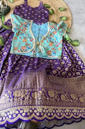 Festive wear dola silk zari and thread weaving gown with position print koti
