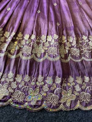 Designer tissue silk embroidered work gown with koti for kids 4
