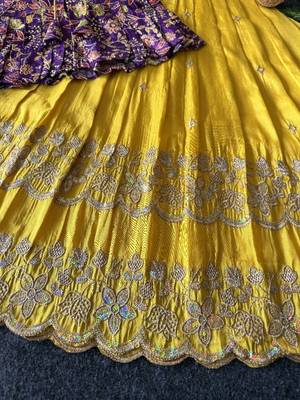 Designer tissue silk embroidered work gown with koti for kids 4
