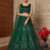 Women’s Elegant Emerald Green Sequins Embroidered Lehenga Choli Set with Net Dupatta