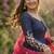 navy blue embroidered anarkali gown with pink dupatta