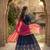 navy blue embroidered anarkali gown with pink dupatta