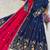 navy blue embroidered anarkali gown with pink dupatta