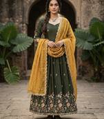 green embroidered anarkali gown with dupatta