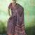 Blue modal satin ajrakh print saree