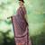 Blue modal satin ajrakh print saree