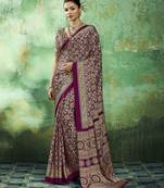 Wine modal satin ajrakh print saree