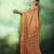 Yellow modal satin ajrakh print saree