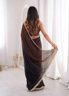 Black fendy satin saree     double shaded sequin 2