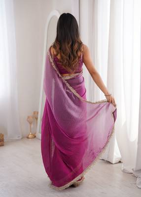 Wine fendy satin saree     double shaded sequin 2