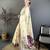 cream printed cotton saree with unstitched blouse piece