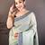 light green printed cotton saree with unstitched blouse piece