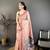 peach printed cotton saree with unstitched blouse piece