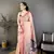 peach printed cotton saree with unstitched blouse piece