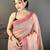 peach printed cotton saree with unstitched blouse piece