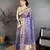 lavender printed premium cotton saree with unstitched blouse piece