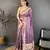 purple printed premium cotton saree with unstitched blouse piece
