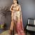 beige floral zari woven art silk saree with unstitched blouse piece