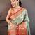 mint green floral zari woven art silk saree with unstitched blouse piece