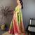 parrot green floral zari woven art silk saree with unstitched blouse piece