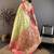 parrot green floral zari woven art silk saree with unstitched blouse piece
