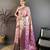 pink floral zari woven art silk saree with unstitched blouse piece