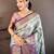 sky blue floral zari woven art silk saree with unstitched blouse piece